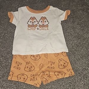 9 month 2 peice shorts and short sleeved shirt, chip & dale